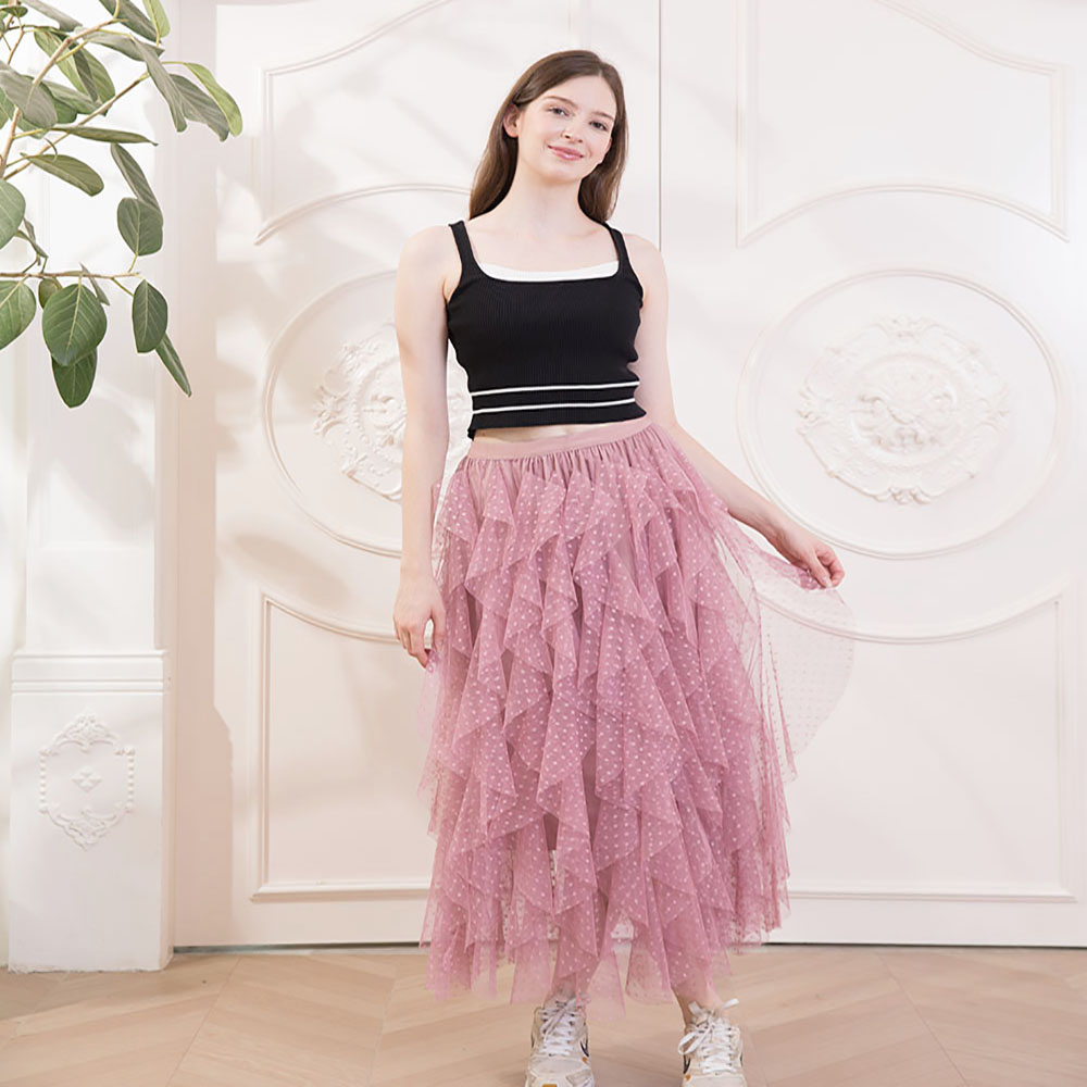 Jupe Tutu Grande Taille en Tulle à Volants Super Tendance Instagram pour Femme, Jupe Longue Féerique en Gaze Coupe A-Line