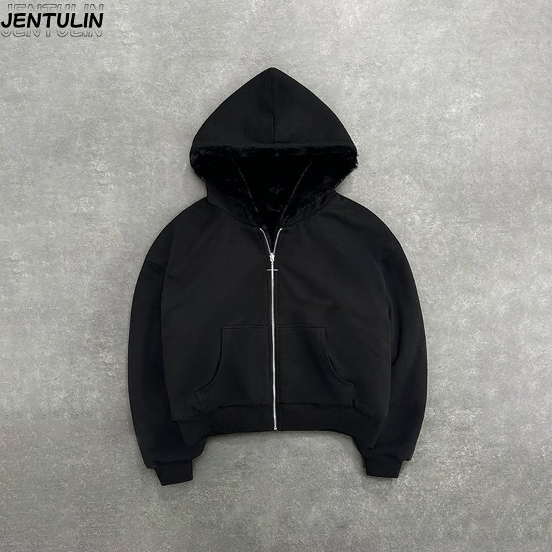 Hip Hop nouveau vêtement double face Harajuku rétro imprimé léopard à la mode ample sweat à capuche avec fermeture éclair hommes rue sweat-shirt décontracté femmes