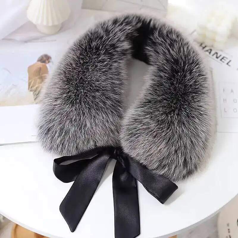 Luxe hiver 100% véritable fourrure de renard écharpe femmes cou garder au chaud naturel fourrure de renard col carré manteau à capuche chaud foulards dames