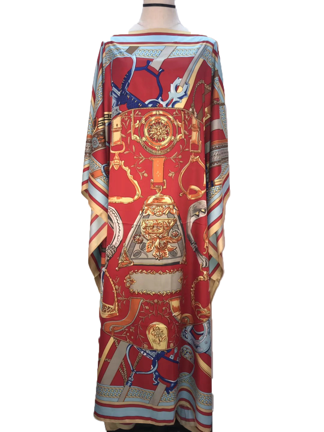 Longueur 130 cm, tour de poitrine 130 cm, élégante robe caftan en soie imprimée, coupe ample, style dashiki, robe longue pour femmes musulmanes africaines.
