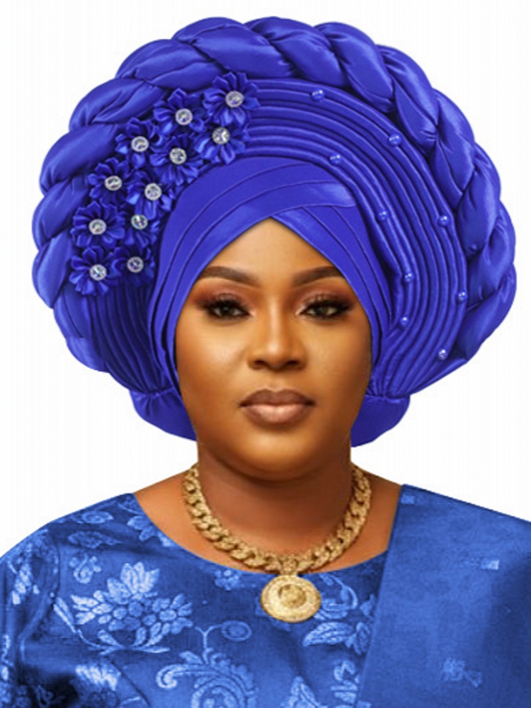 Turban africain élastique à volants pour femme, foulard nigérian, coiffe de mariage, auto-gele, couvre-chef de fête, chapeau