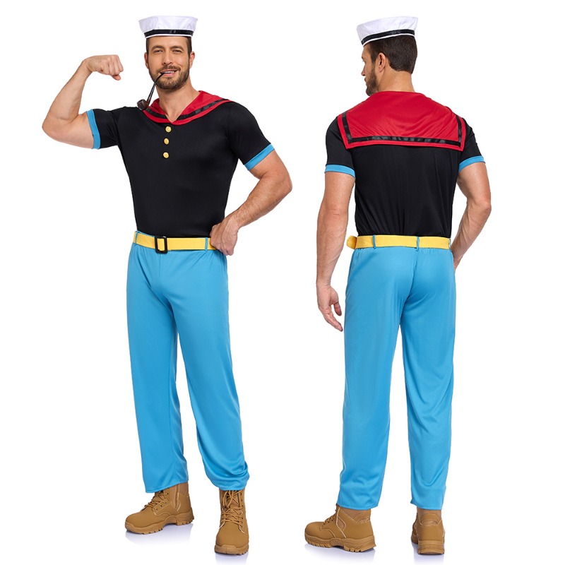 Nouvelles tenues de cosplay de carnaval pour couple, costumes classiques de Popeye, tenues de jeu de rôle rétro pour fête à thème pour femmes et hommes adultes