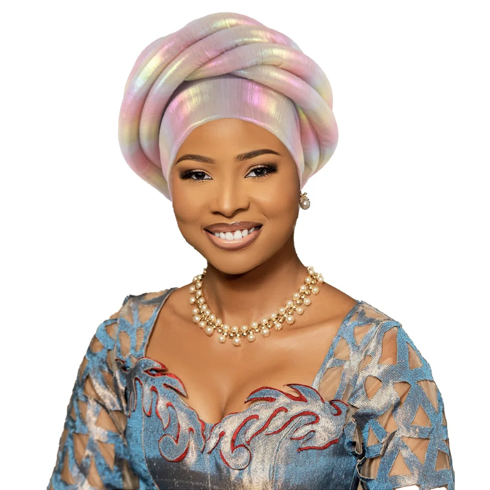 Nigeria Autogele couvre-chef musulman chapeau fête chapeaux Turbante torsadé tresse Turban casquette pour femmes africain tête enveloppement Bonnet couvre-chef