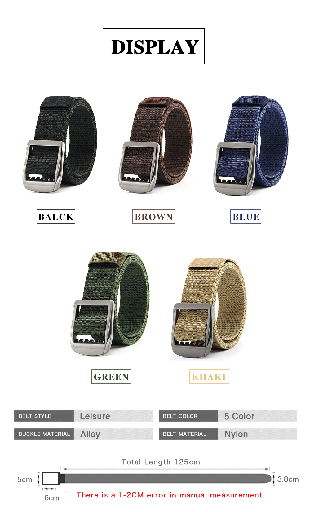 Ceinture en Nylon Respirant pour Homme et Femme, Tissu Militaire, en Toile, Sangle Environnementale