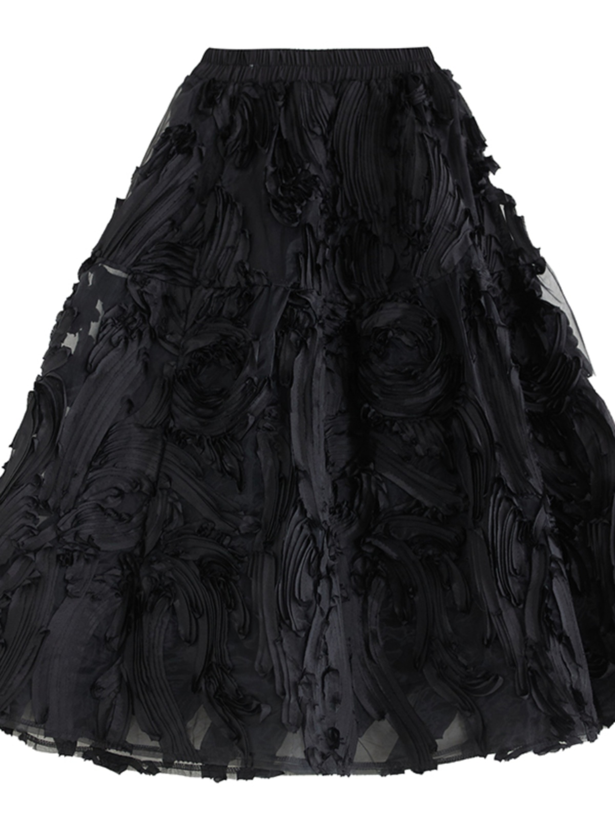 Jupe noire pour femmes, mode d'été, lourd, Design Chic, plissée, ligne a, facile à assortir, taille élastique, jupe créative
