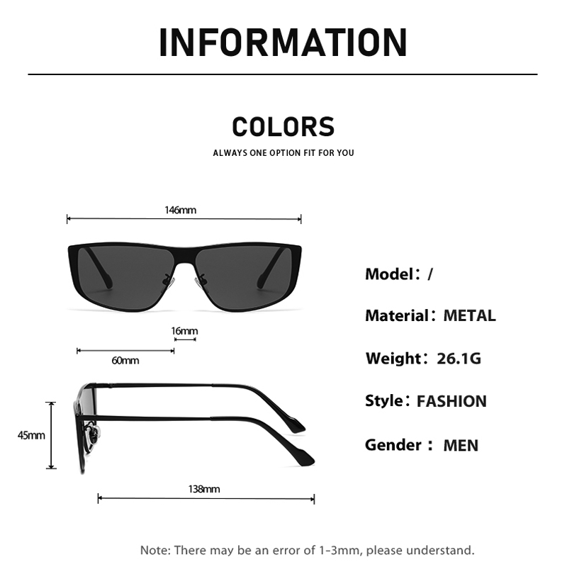 Lunettes de soleil monobloc à monture métallique, élégantes et haut de gamme, pour visages carrés et ronds, pour femmes et hommes