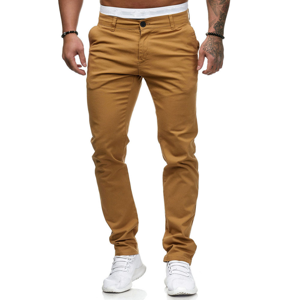 Hommes pantalons minces automne mâle un bouton couleur unie vêtements de travail droits pantalons complets BSD-8816