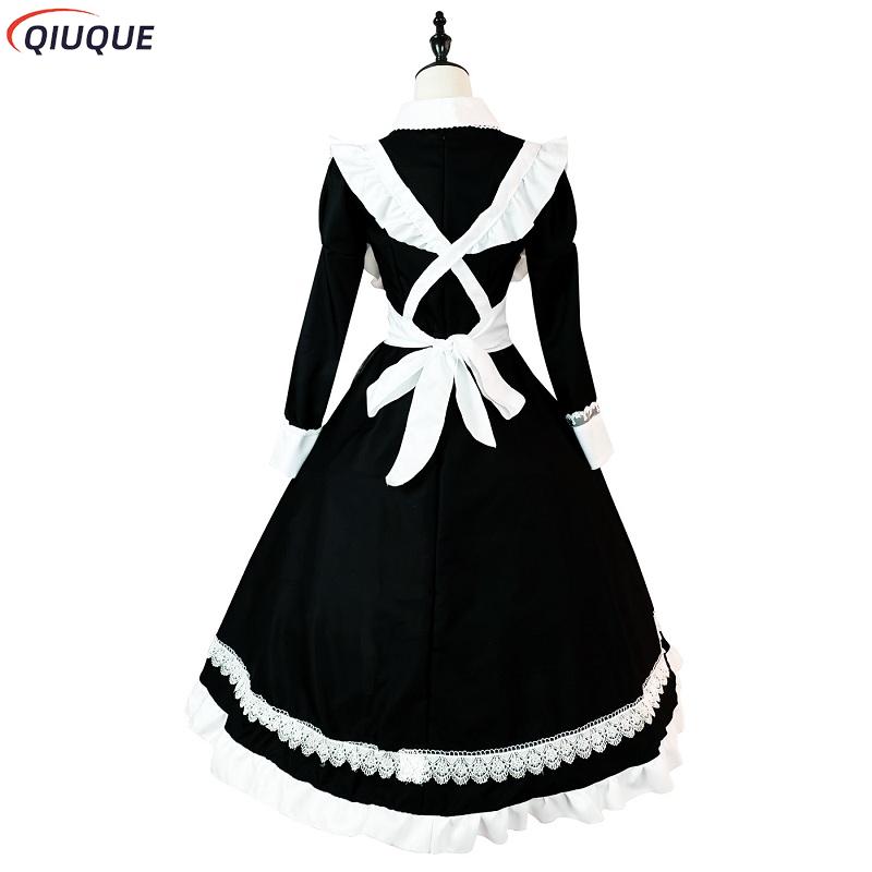 Tenue de demoiselle d'honneur pour femmes, robe Lolita, Costume de café mignon Kawaii, uniforme pour hommes noirs et blancs, robe tablier Long, Costume de Cosplay Mucama