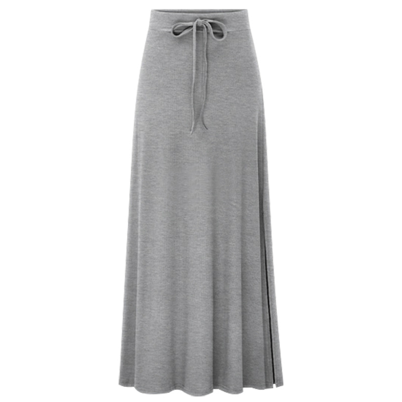 Jupe en tricot tendance grande taille pour femme, taille haute, mi-longue, fendue, élastique, coupe trapèze, au-dessus du genou, pour 100 kg