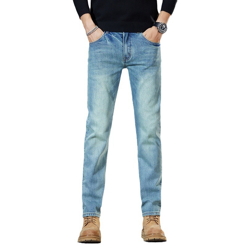 Jean droit extensible rétro pour hommes, pantalon en Denim Baggy délavé, pleine longueur, pantalon de marque classique