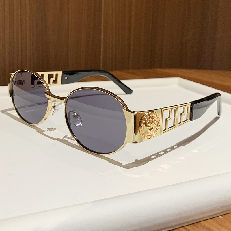 Lunettes de soleil ovales en métal, Style Vintage, monture complète, unisexe, à la mode, prêtes pour Photo, nouvelle collection