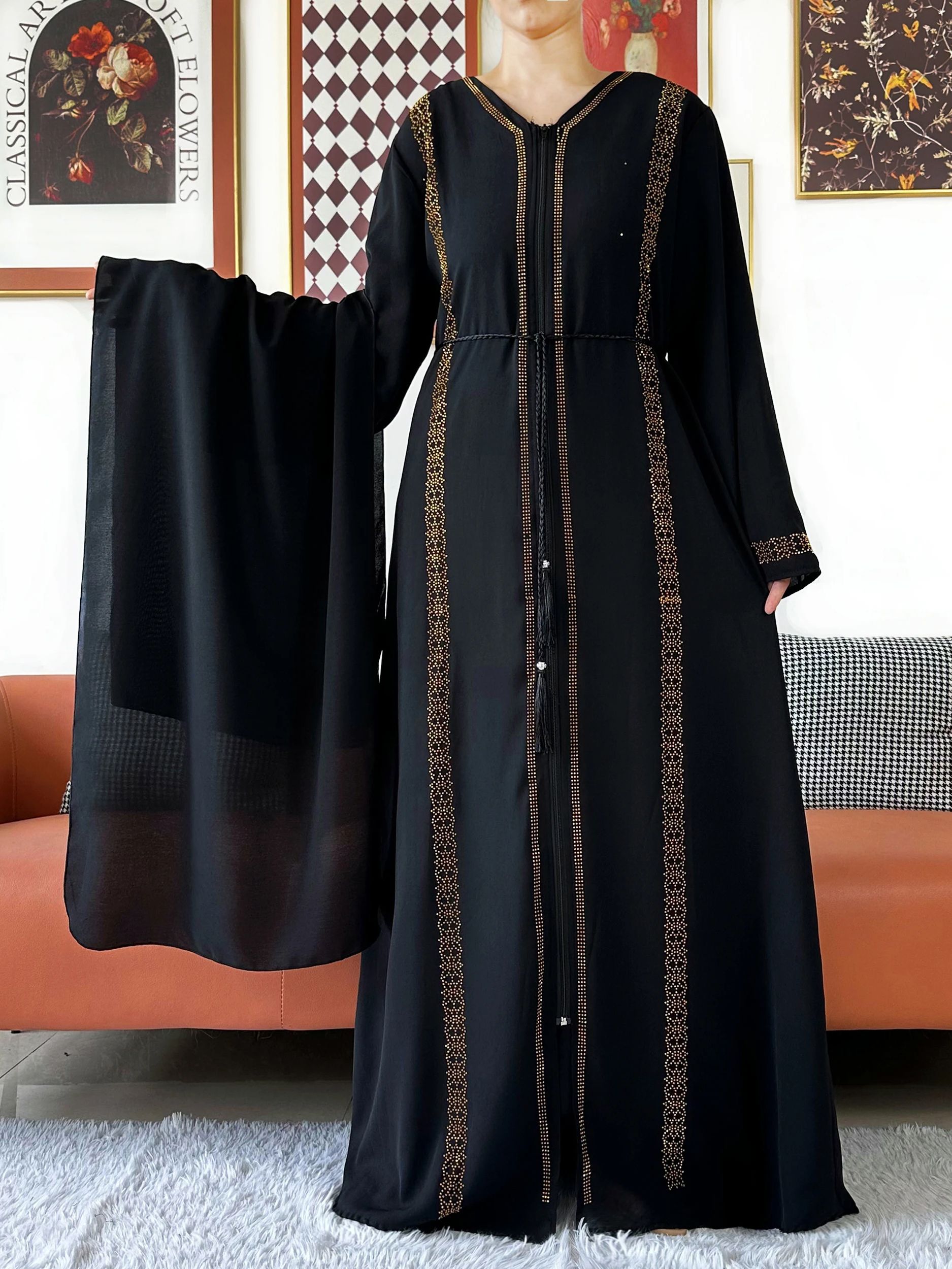 Abaya en mousseline de soie pour femmes, manches longues, ample, ouvert, vêtements islamiques musulmans, Style Cardigan, robes à la mode musulmane, nouvelle collection