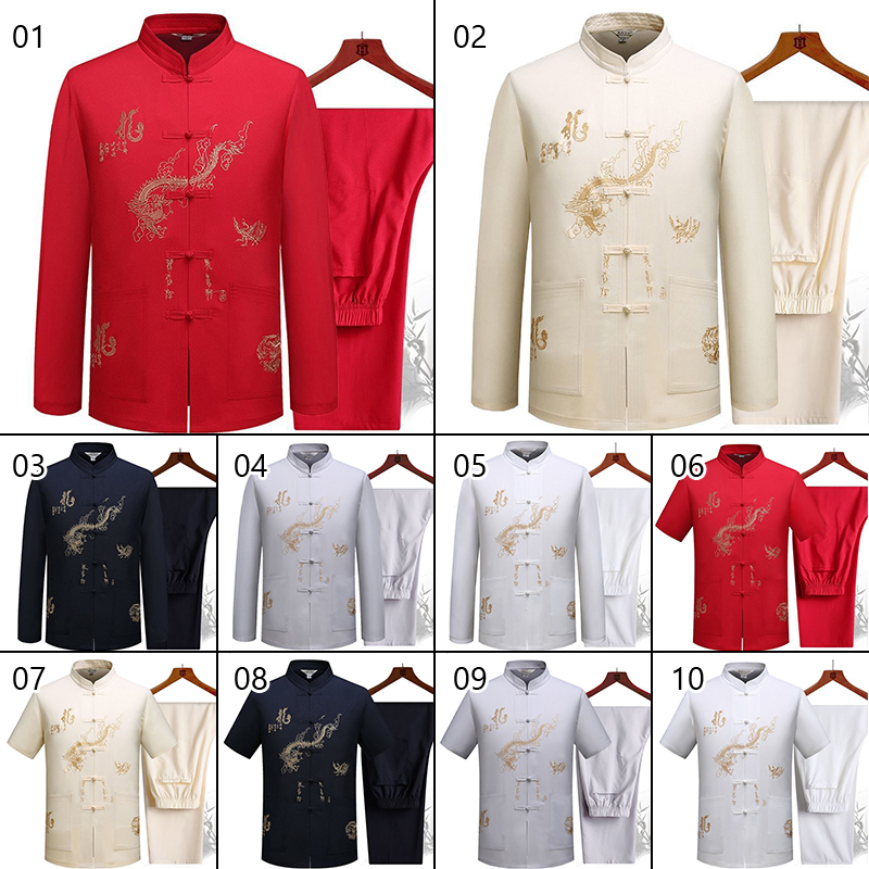 Vêtements Tang traditionnels chinois, costume Kung Fu, mode décontractée, T-shirt brodé, pantalon Wing Chun Tai Chi, ensemble confortable pour hommes