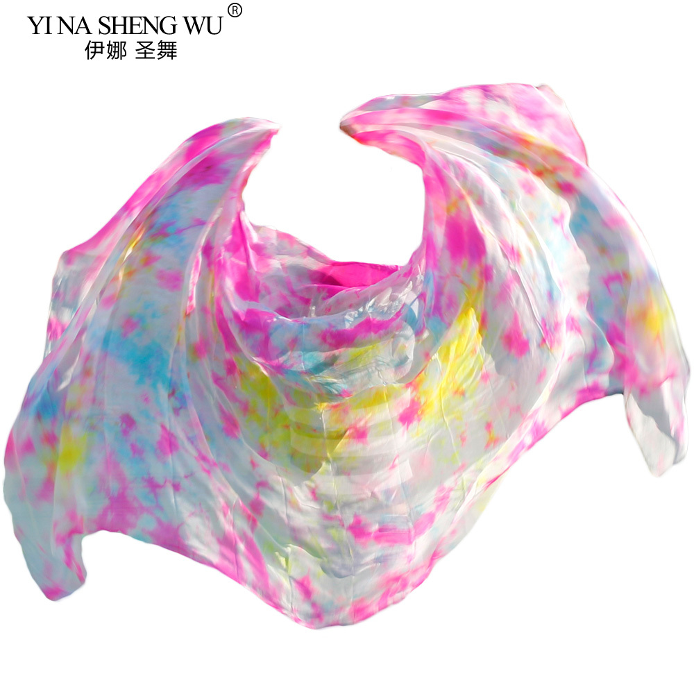100% soie haute qualité pas cher voiles de danse femmes Sexy 100% soie voile de danse du ventre en gros cravate teinture plusieurs couleurs disponibles