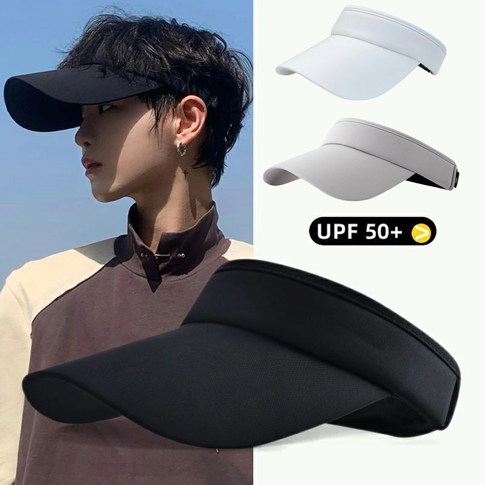Chapeau de Protection UV d'été pour hommes, pare-soleil de plage solide réglable, chapeau décontracté pour Camping pêche voyage