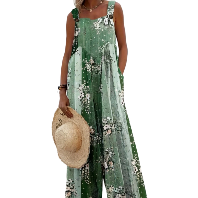 Salopette à imprimé Floral pour femmes, grande taille 1XL-5XL, à la mode, combinaison décontractée à bretelles, ample, élégante, jambes larges