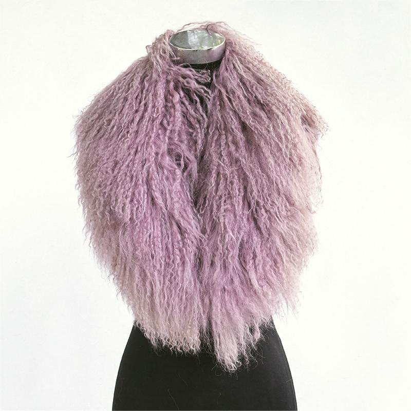 Manteau d'hiver décoratif pour femme, écharpe à col châle en vraie fourrure d'agneau mongole, CX-A-52