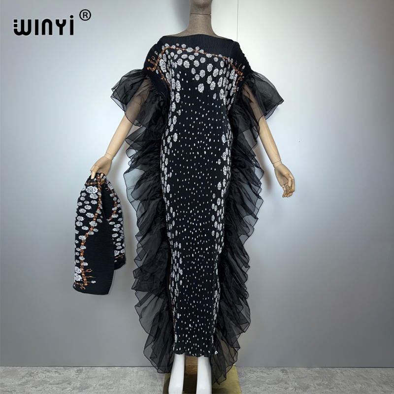 WINYI plissé élastique mince robe plage couvrir caftan abaya dubaï luxe robe de soirée robe de soirée abaya femme musulmane ع