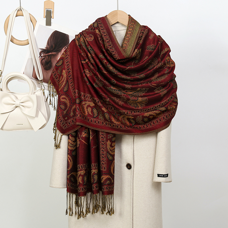 Hiver cachemire Pashmina femmes châles et enveloppes femmes Floral 2025 luxe dame marque chaud épais écharpes couverture