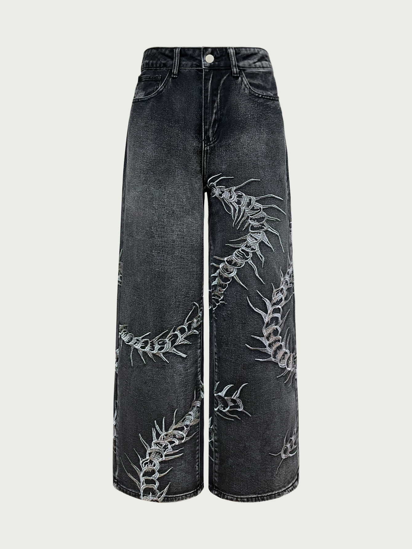 Jeans pour hommes, pantalons en denim brodés amples, pantalons larges noirs de style hip-hop pour sorties quotidiennes, pantalons pour hommes Y2K