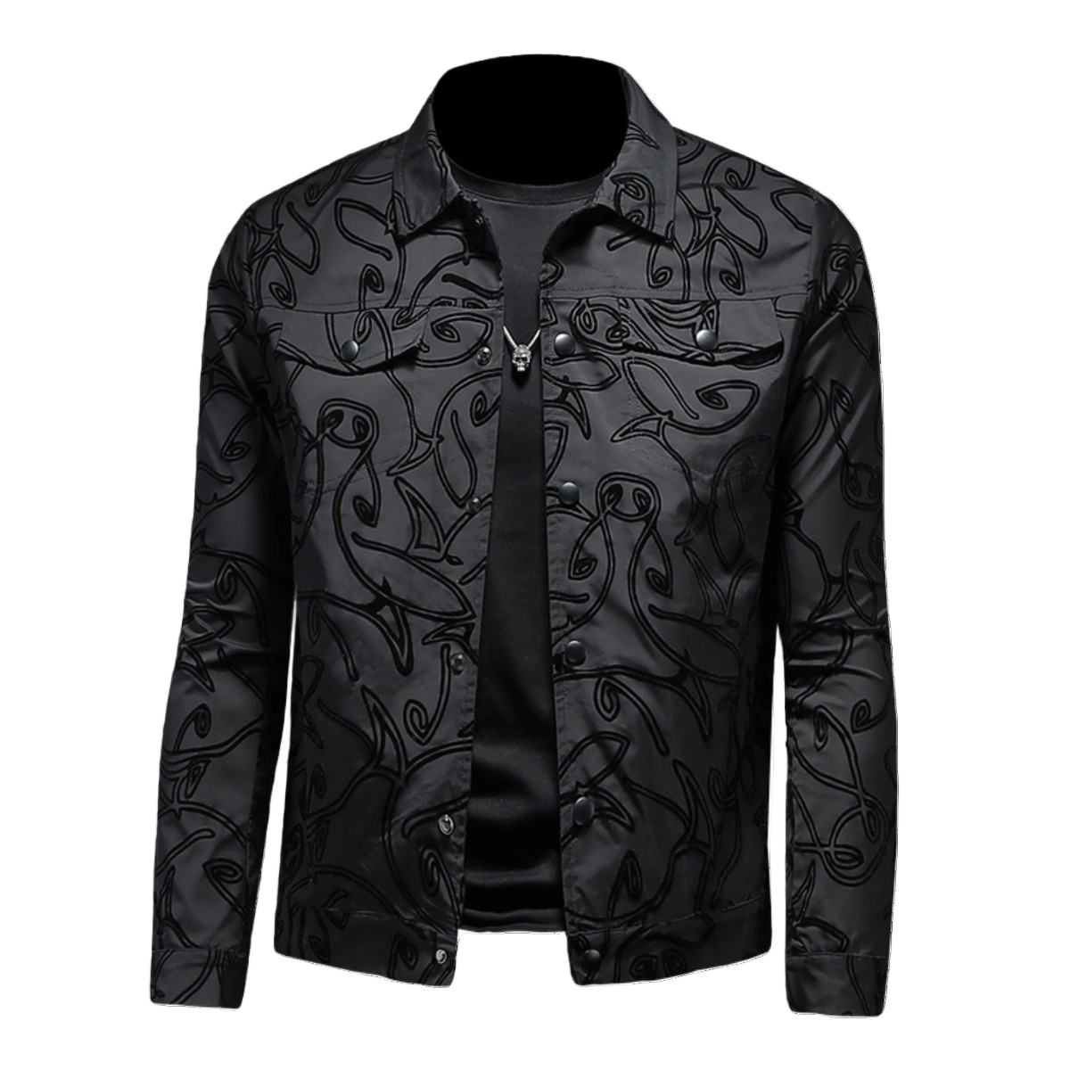 Veste décontractée pour homme printemps 2026 avec col brodé, coupe ajustée, haut tendance pour vêtements élégants