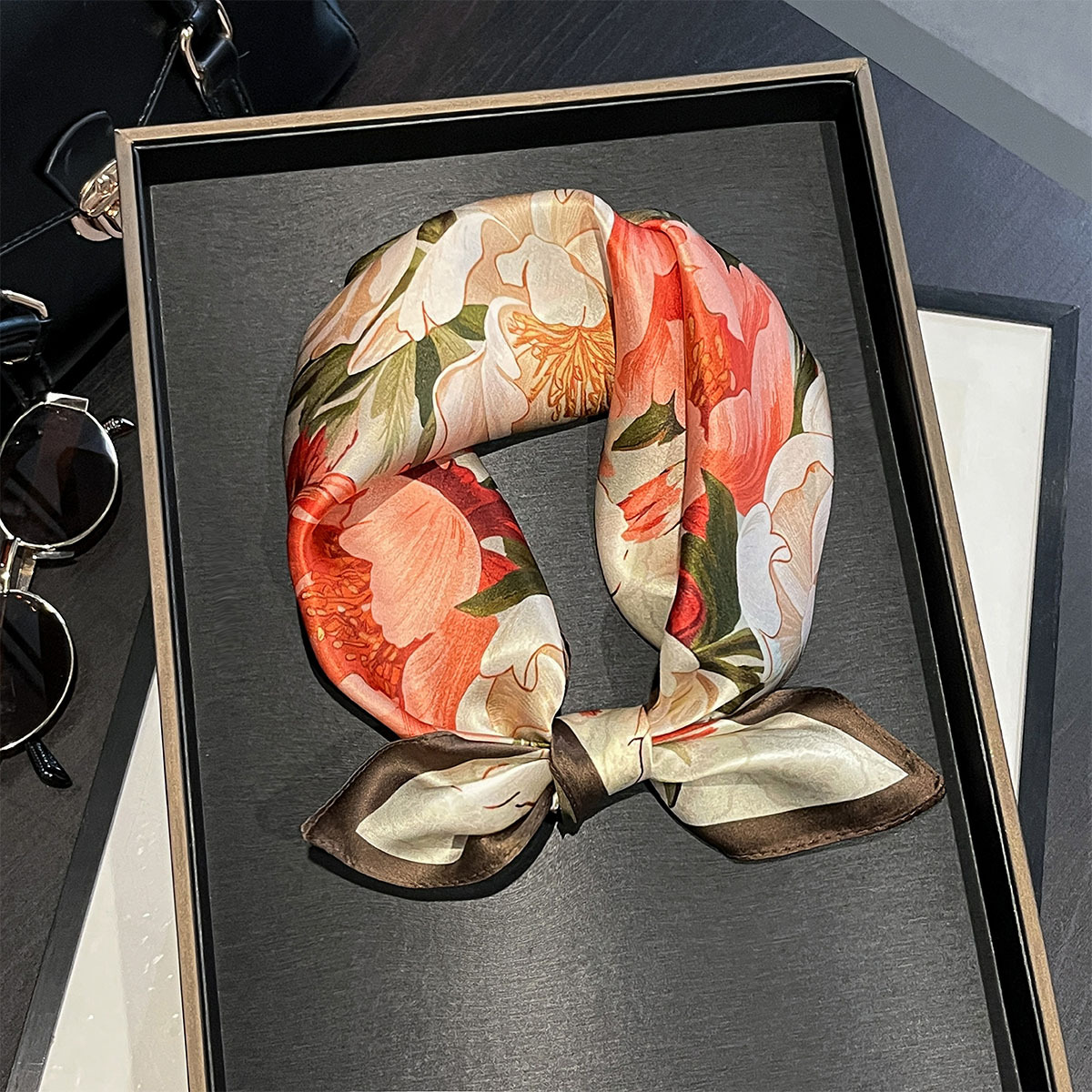 Écharpe en soie véritable 100% pour femmes, printemps 2026, bandana floral, châle, foulard en soie de mûrier, mouchoir, enveloppe féminine, 53 cm