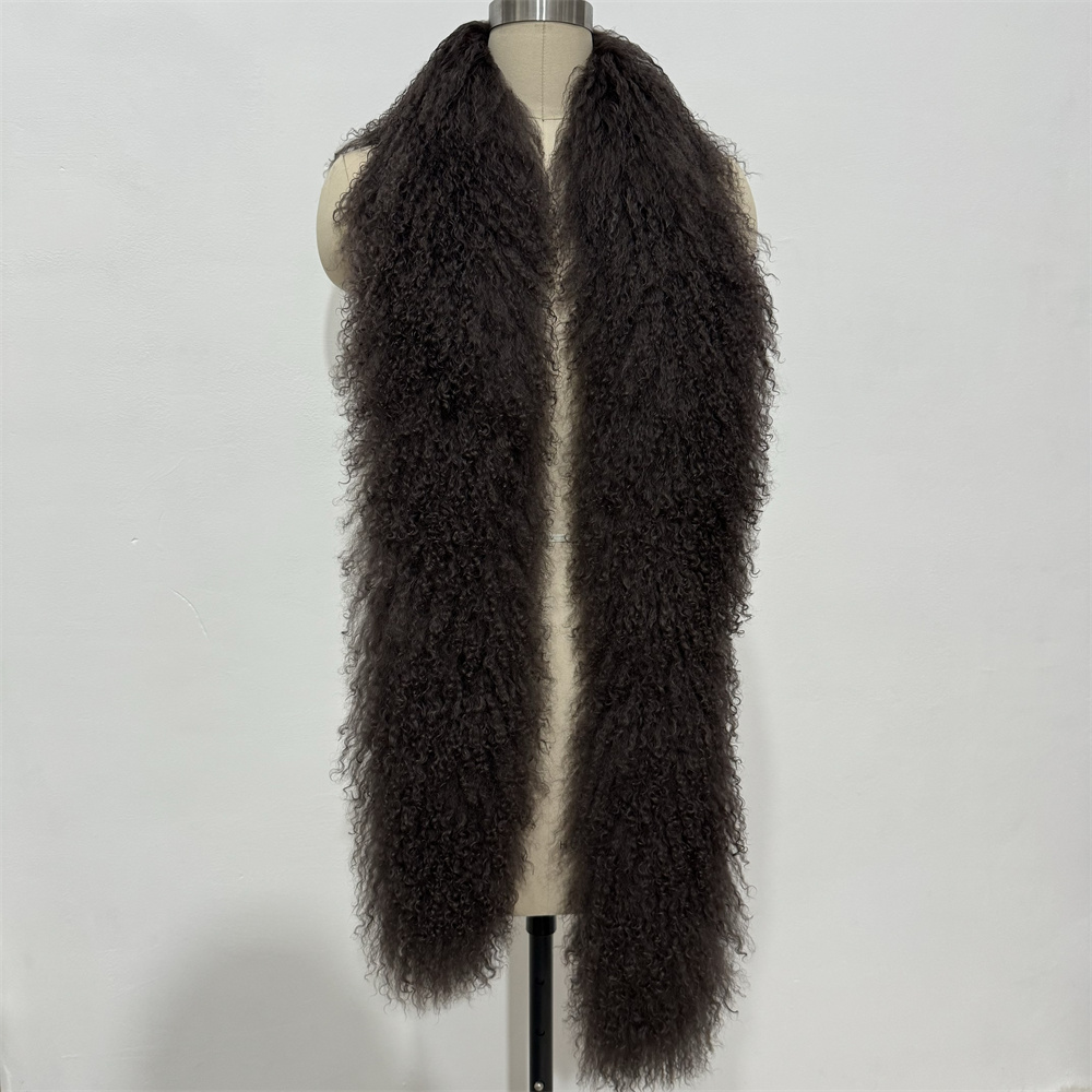 Écharpe en vraie fourrure de mouton mongole pour femme, col en fourrure d'agneau, chaud, à la mode, chauffe-cou, automne