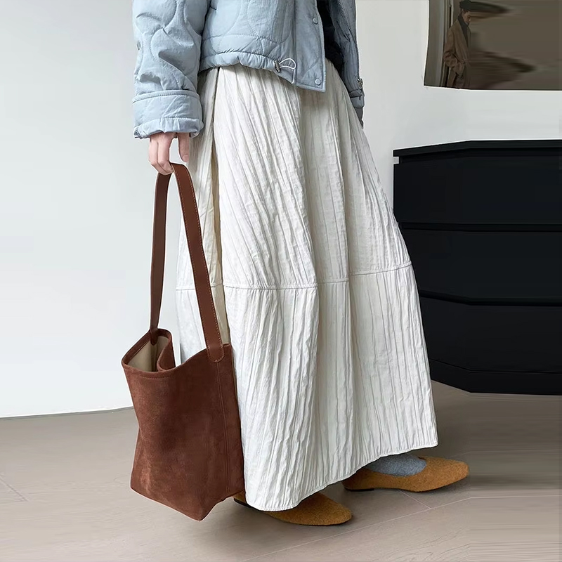 Jupe bourgeon taille haute pour femmes, mi-longue, ligne a, lanterne, matelassée, décontractée, chaude, nouvelle collection automne hiver 2025