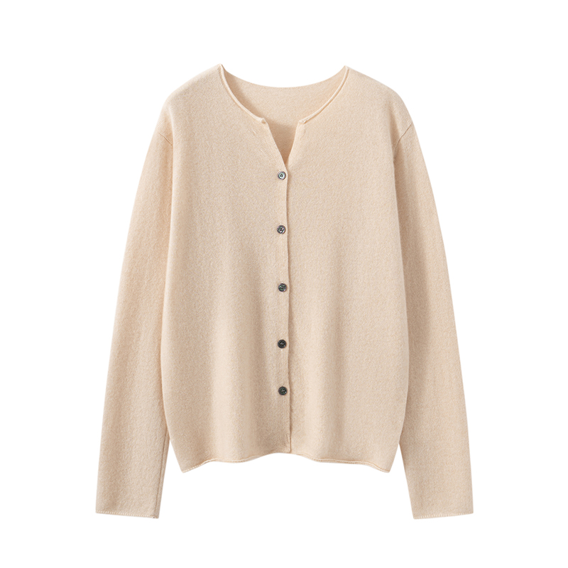 2025 printemps et automne femmes Cardigan 100% cachemire tricoté pull Chic hauts dame manteau court décontracté col rond lâche femmes chemise
