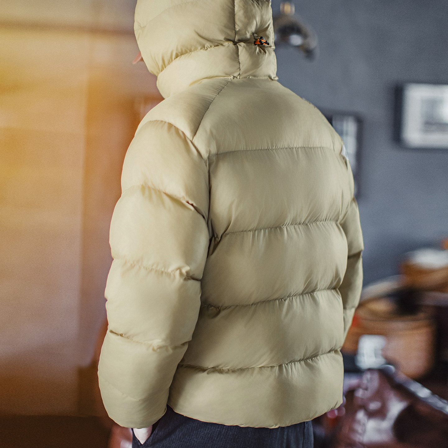 Maden Veste rembourrée en coton à capuche pour homme Manteau court matelassé imperméable coupe-vent chaud doux pour l'automne et l'hiver