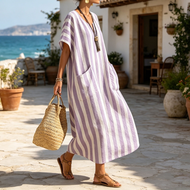 Robe maxi décontractée pour femmes, manches courtes, col en V, robes de plage pour les vacances