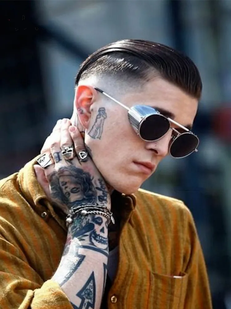 Lunettes de soleil rétro Steampunk pour hommes et femmes, de marque, rondes, en alliage, UV400, Gafas De Sol
