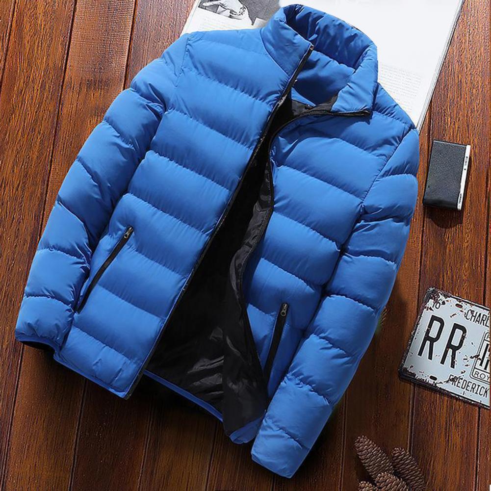 Hommes Parkas automne hiver épaissi rembourré manteau col montant ample fermeture éclair poches veste hommes pardessus épais chaud coton manteau