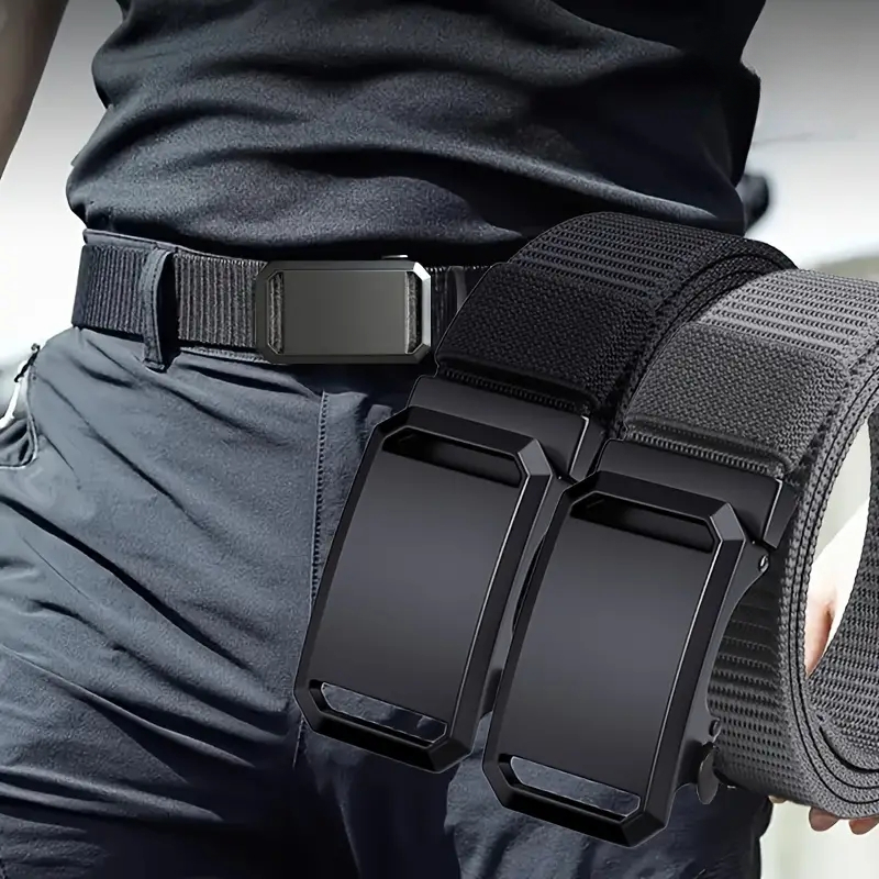 Ceinture en toile à boucle automatique à dégagement rapide pour hommes, sangle de travail tactique, ceinture décontractée pour pantalon d'entraînement militaire en plein air