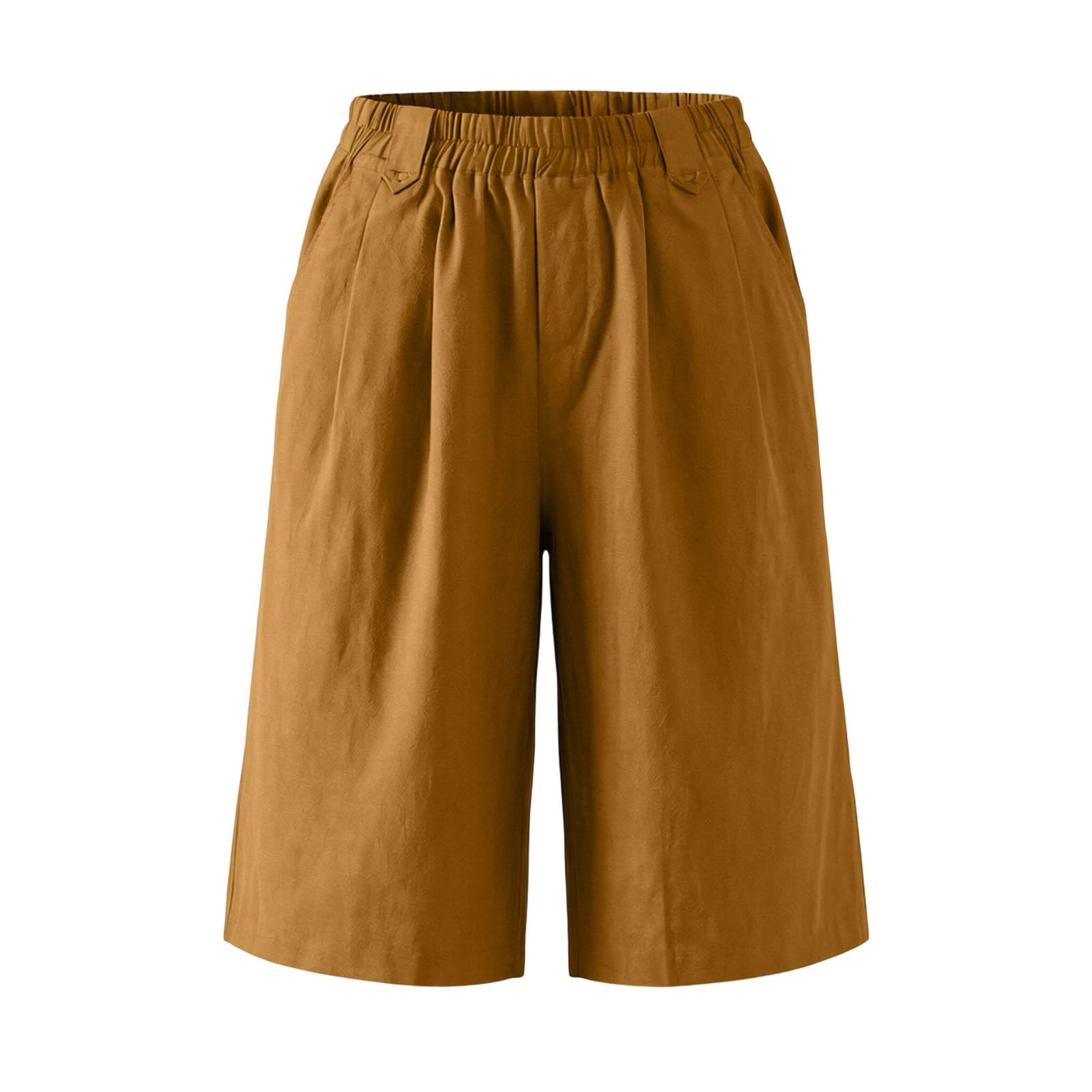 Culottes amples taille haute pour femmes, pantalon capri décontracté à taille élastique, pantalon uni avec poches, short d'été pour le bureau