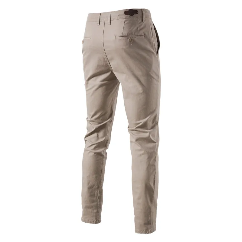 Pantalon décontracté en coton pour homme, coupe slim, classique, affaires, printemps, automne, haute qualité, document solide, fjSolid, nouveau
