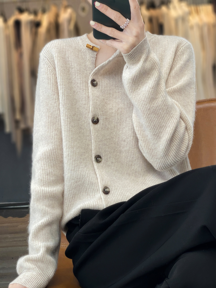 Cardigan femme 100% pur cachemire pull automne et hiver manteau haut de gamme épais automne grande taille pull manteau haut sens.