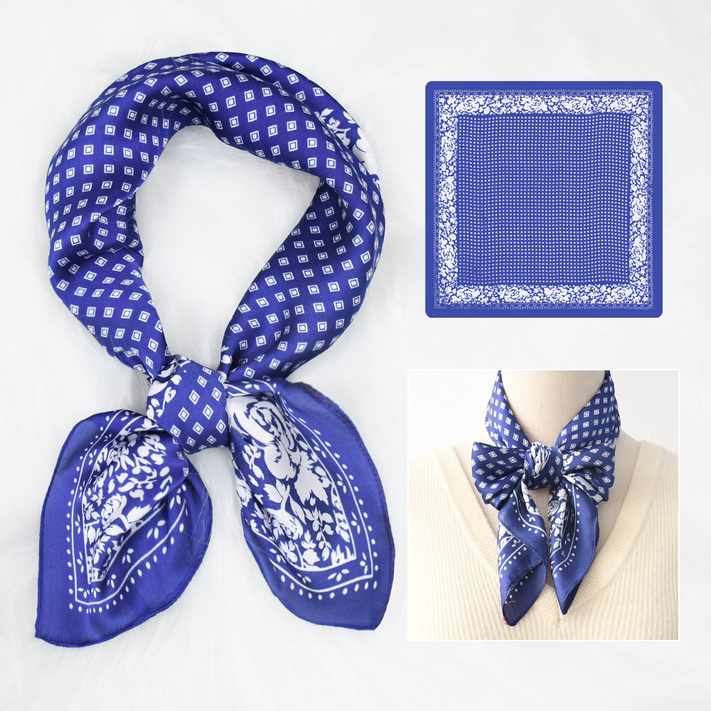 Écharpe carrée de luxe pour femmes, en satin doux, 70*70cm, foulards en soie pour femmes, bandanas élégants, hijab, foulard imprimé, châles
