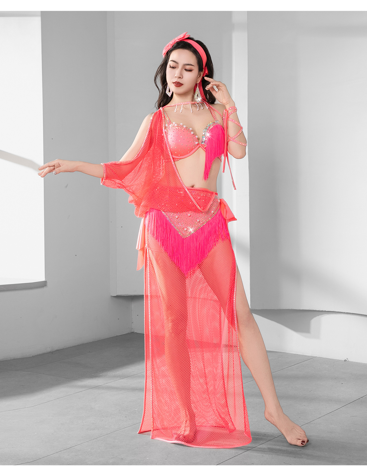 Costume de danse du ventre égyptien BALADI Robe groupe danse folklorique soutien-gorge compétition Performance SHAABI Robe résille Robe franges