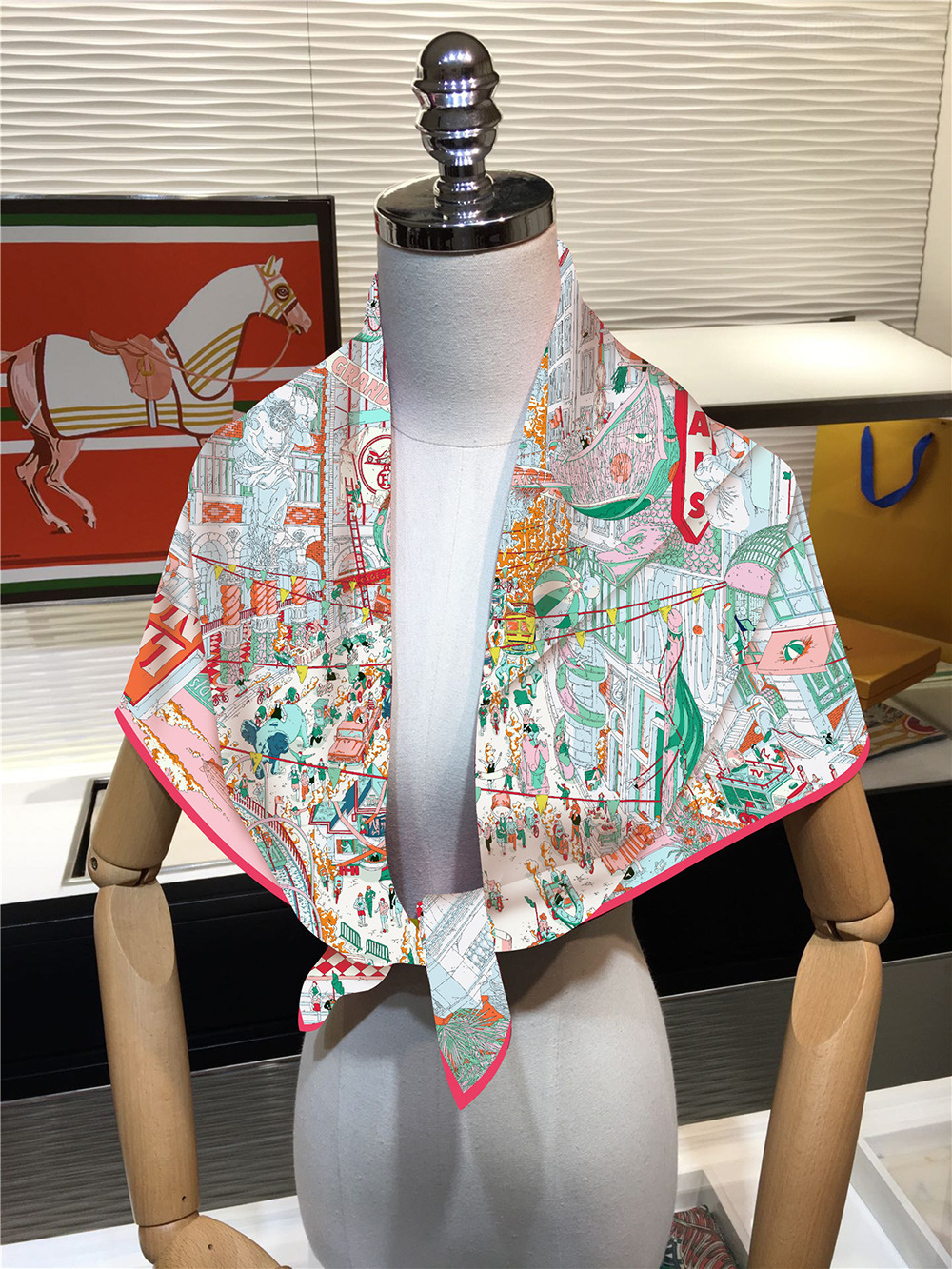 Ville de marque de luxe ​ ​ De Paris Foulard carré femmes sergé foulards en soie enveloppes plage châle Hijabs grands Foulards foulard chapeaux