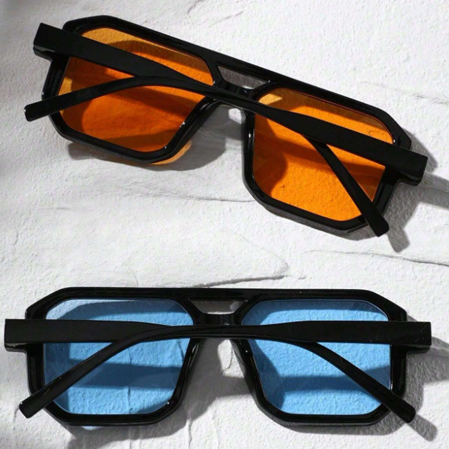 Lunettes de soleil carrées de Style rétro pour hommes, 2 pièces, mode, Sports de plein air, vacances, plage, été, lunettes décoratives