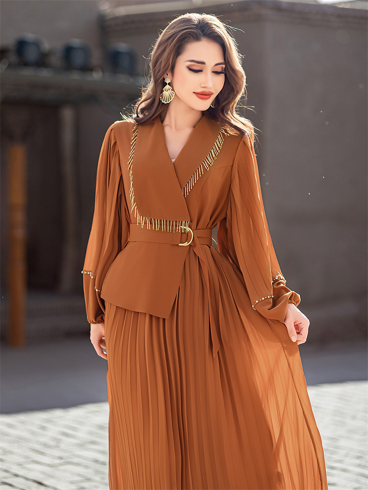 Ramadan Eid caftan robes Abaya Damen dubaï luxe musulman longues plis robes pour femmes Robe Femme Musulmane Kebaya vêtements