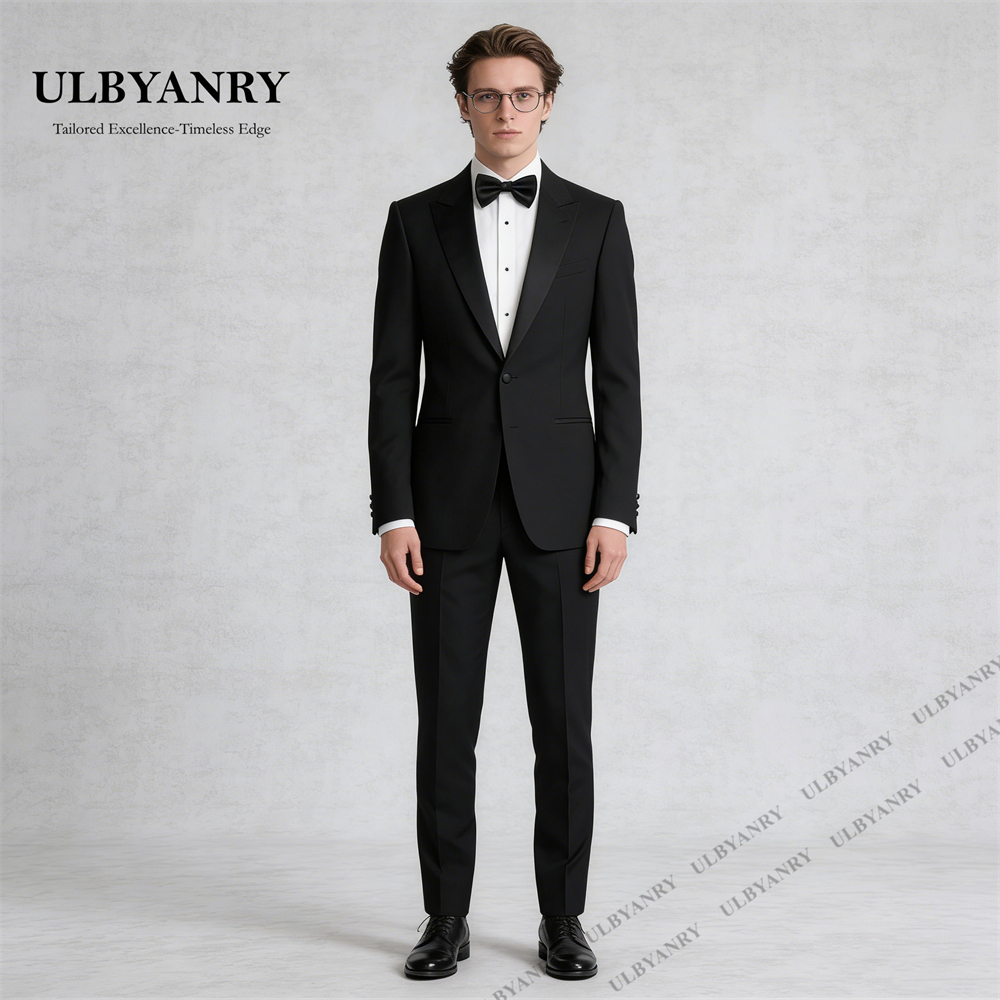 Costume de soirée classique noir ULBYANRY pour hommes, costume d'affaires 3 pièces coupe classique pour hommes, veste, pantalon et nœud papillon