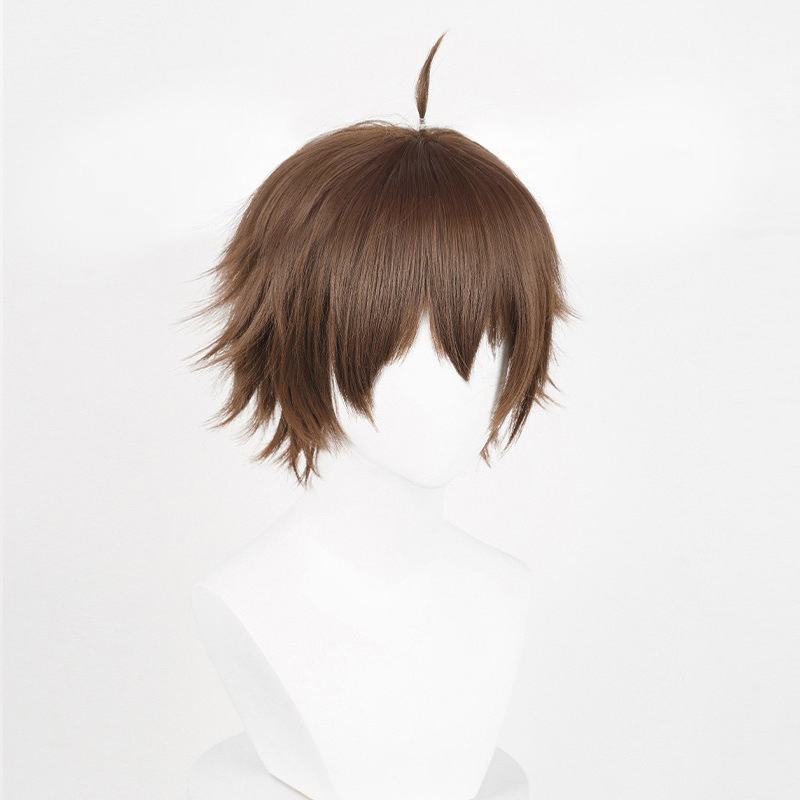 Perruque Anime Tomoaki Yuta Cosplay Homme Euro-Américain Cheveux Humains Courts Bruns 30CM Soie Haute Température pour Festival et Fête