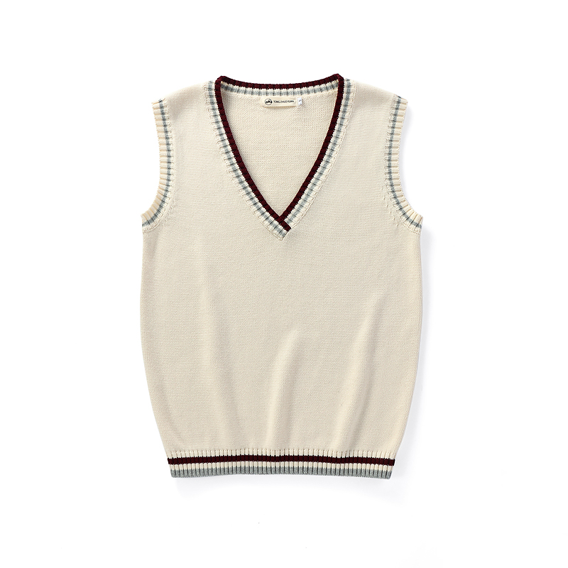 Pull sans manches pour femmes et hommes, col en v, étudiants Preppy, garçons et filles, classique, tricoté, mode coréenne rétro, printemps