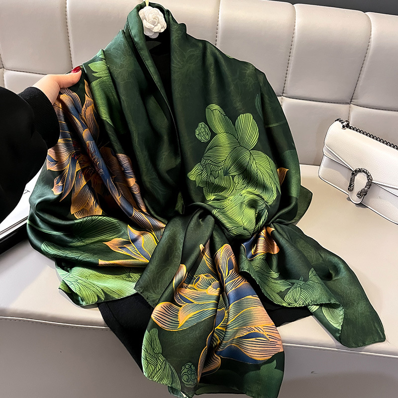 Injplanchers f-Châle à fleurs pour femme, protection solaire de luxe, écharpes de plage, enveloppes de climatisation, voyage, mode féminine