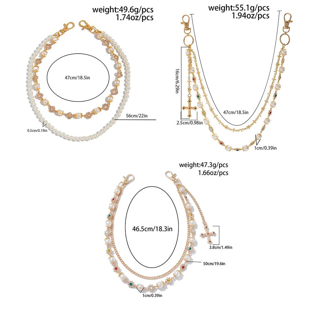 Chaîne de taille croisée exquise, Style Hip-hop, chaîne de pantalon à pompon de luxe, pendentif croix, chaîne de jean Harajuku pour hommes et femmes