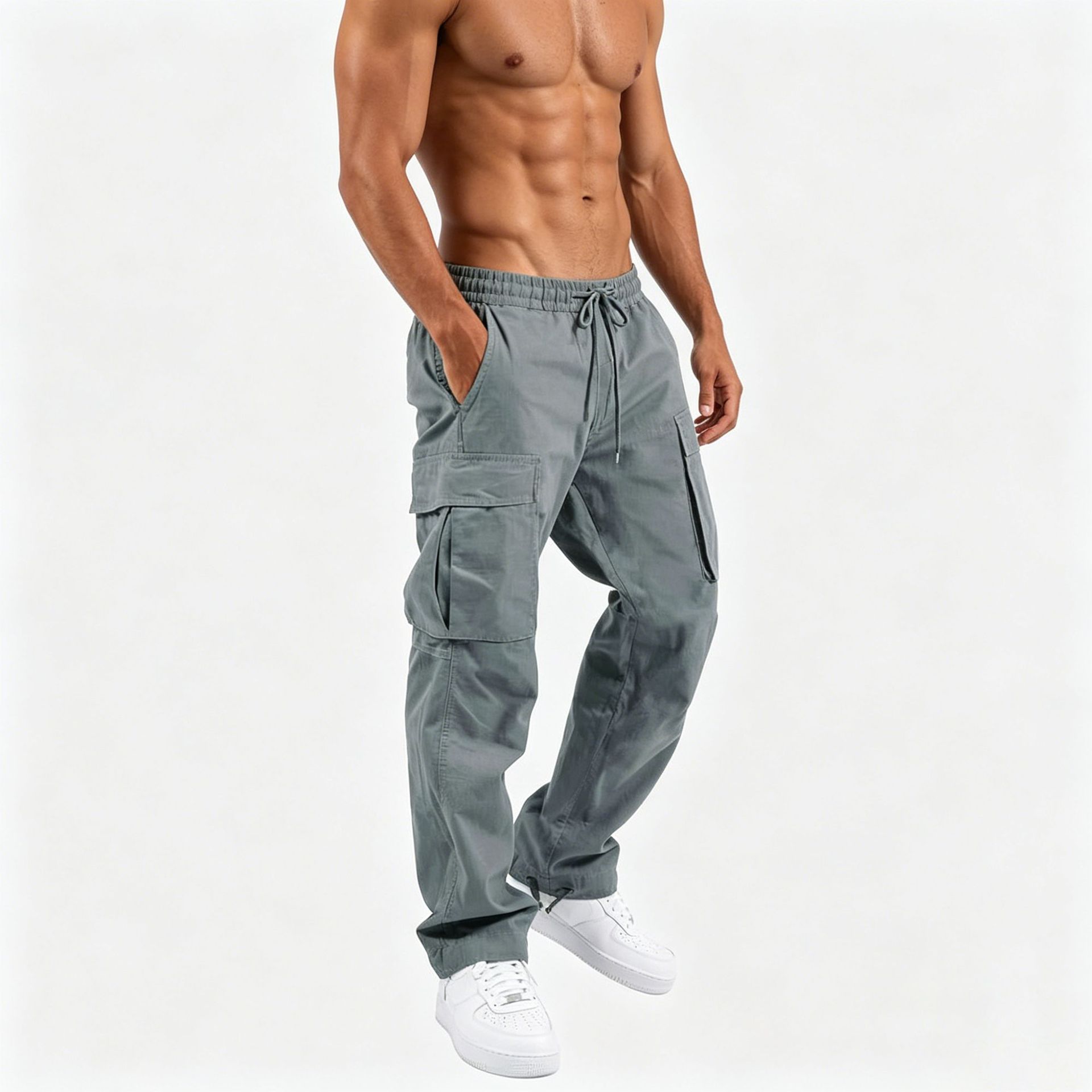 Pantalon cargo américain pour hommes, pantalon de travail décontracté, multi-poches, coupe droite, léger, mode streetwear, printemps-automne