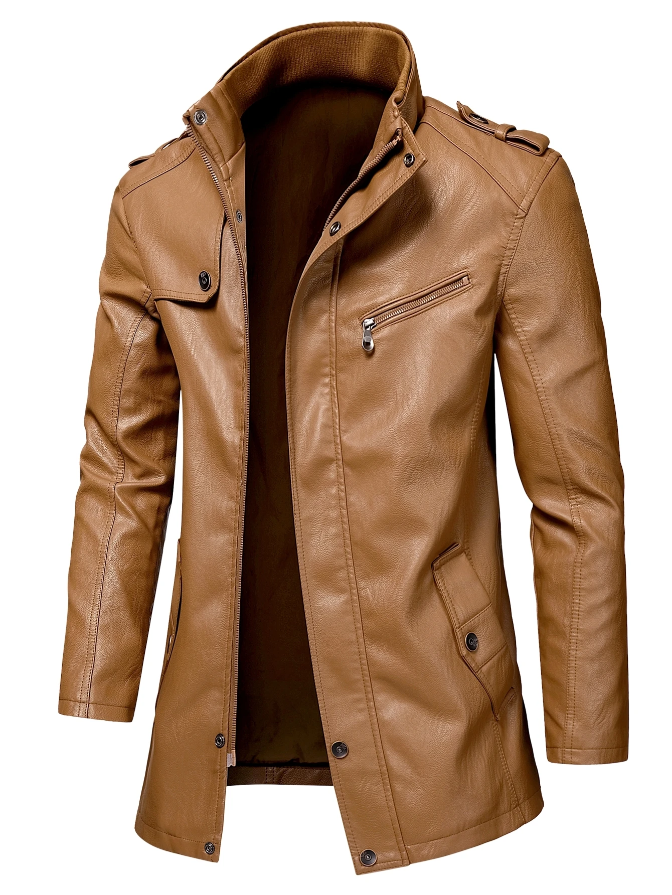 Manteau hommes hiver décontracté angleterre Style Vintage veste en cuir Parkas hommes Oumor hommes automne mode longue poche chaude veste en cuir