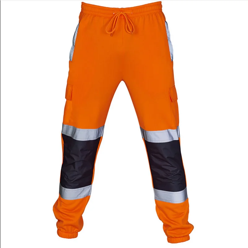 Pantalons de travail pour hommes, vêtements de travail en Patchwork, bas d'uniforme, pantalons de survêtement de sécurité, pantalons réfléchissants rayés, pantalons de Jogging amples pour hommes